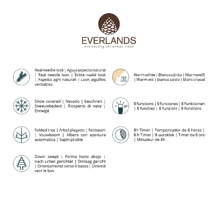 Ель узкая на стволе Альпийская 180см заснеженная с огнями 674071