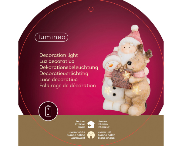 Фигурка с подсветкой Санта со снеговиком и оленем 38см