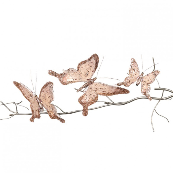 Набор бабочек для декора ёлки 3шт.