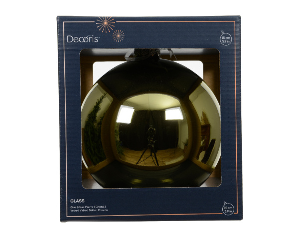 Шар на ёлку 15см золотой 100243