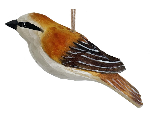 Птица 11см дерево, бежевый