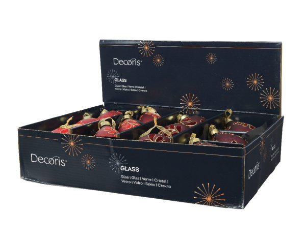 Шар на ёлку Красные листья 8см 070747