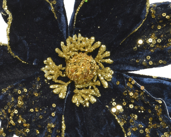 Цветок Магнолии на клипсе 24см синий