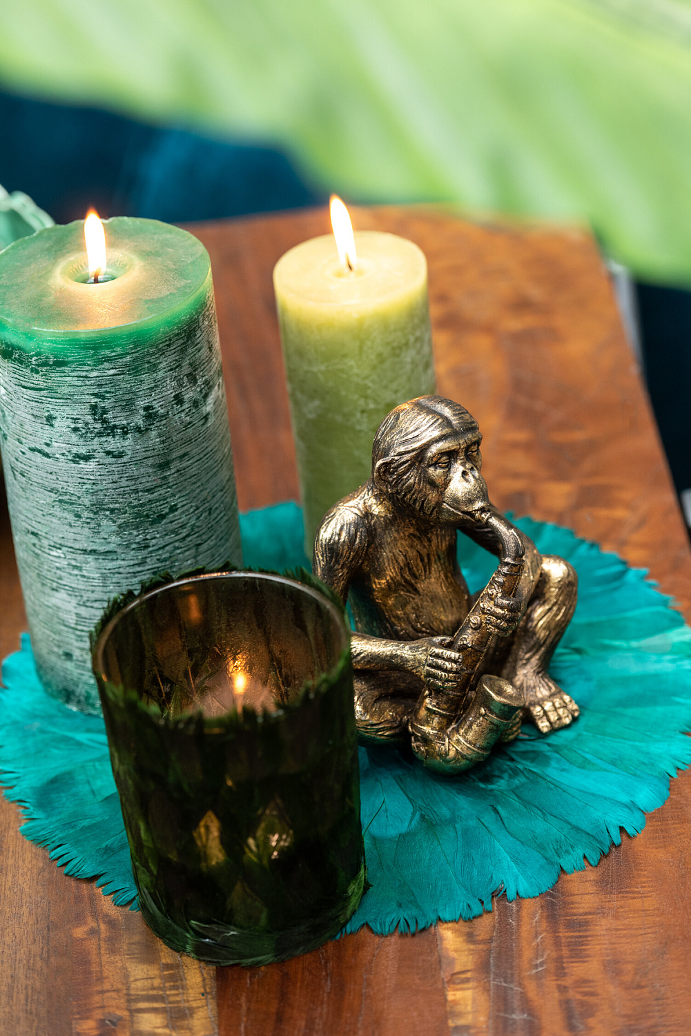 Свеча цилиндр 15см 80544 темно-зеленая